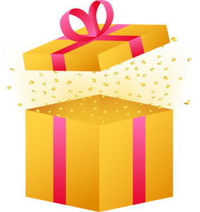 Gold prizes box in amazing